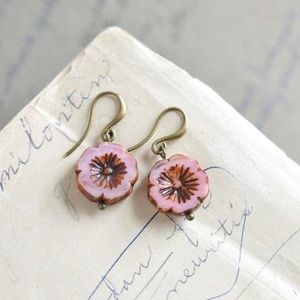 Pink Antique Flower earrings